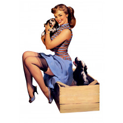 Pin-up model with dogs -...