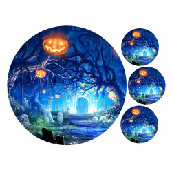 Halloween Cake topper - Halloween graveyard in the forest - Edible cake topper