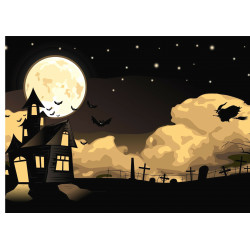 Halloween Cake topper - Halloween bats & wizard - Edible cake topper