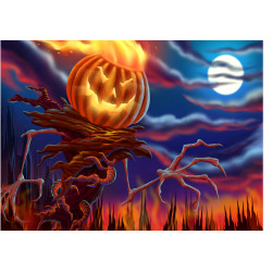 Halloween Cake topper - Flaming pumpkin - Edible cake topper