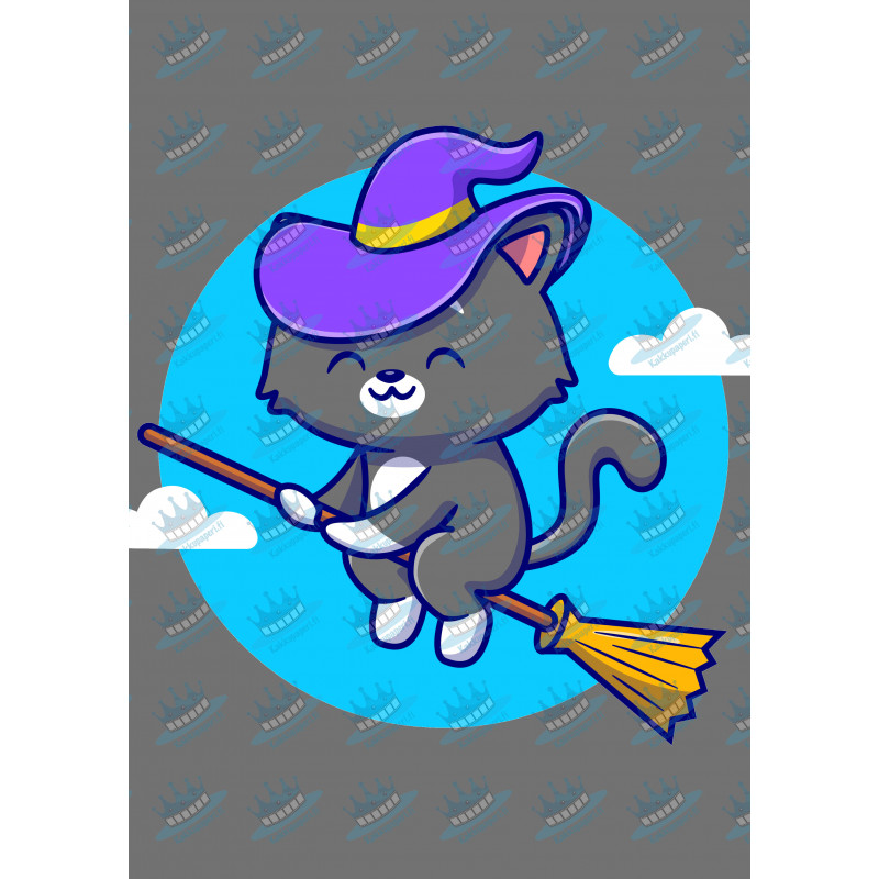 Cute Flying Cat Witch