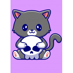 Cute Cat And Skull