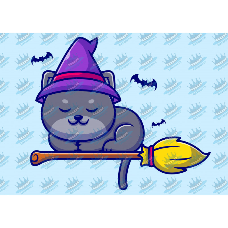 Cute Cat On Broom