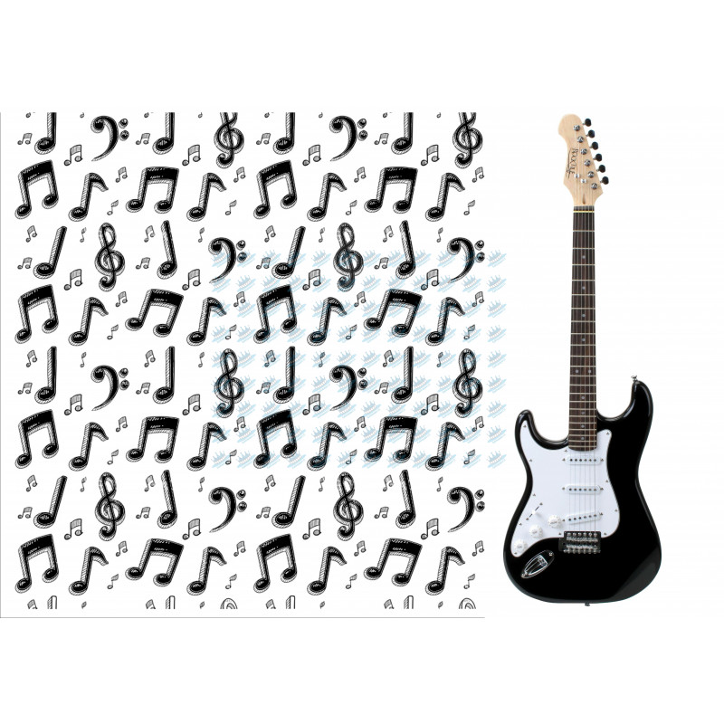 Edible cake decoration - Guitar and notes - cake decoration