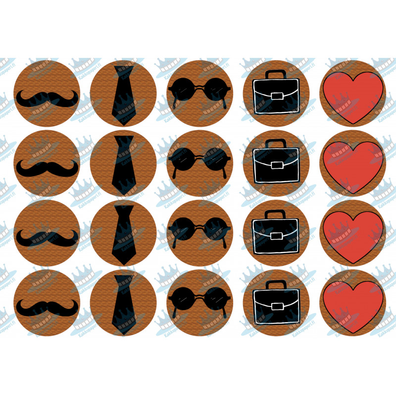 Fars dag muffin - Mustasch och en slips - Ätbar muffinbild