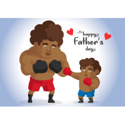 Father's Day - Father and son boxing - edible cake topper