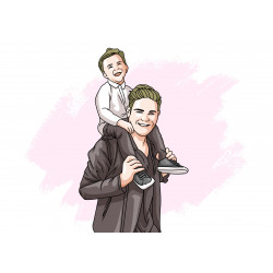 Son sitting on father's shoulders - edible cake topper