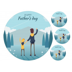 Father and child hiking - edible cake topper