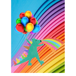 Dragon with balloons - Edible cake topper