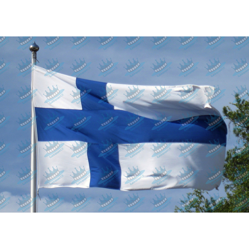 The Finnish Flag waving in the wind - edible cake topper
