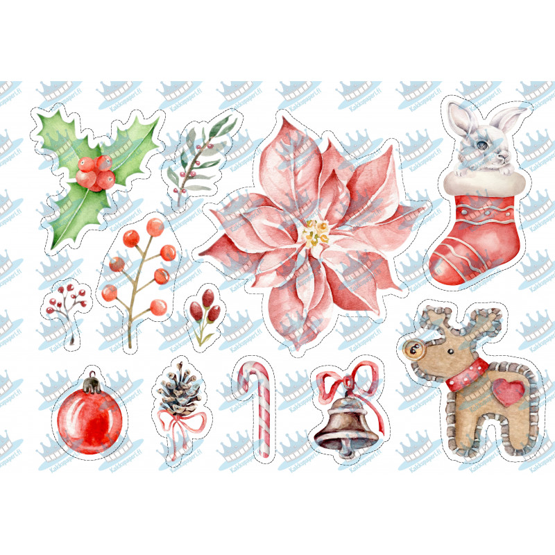 Watercolor Christmas - Edible cutouts