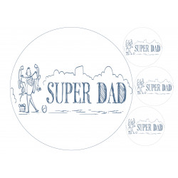 Illustrated Super Dad - edible cake topper