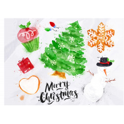 Merry Christmas drawing - edible cake topper