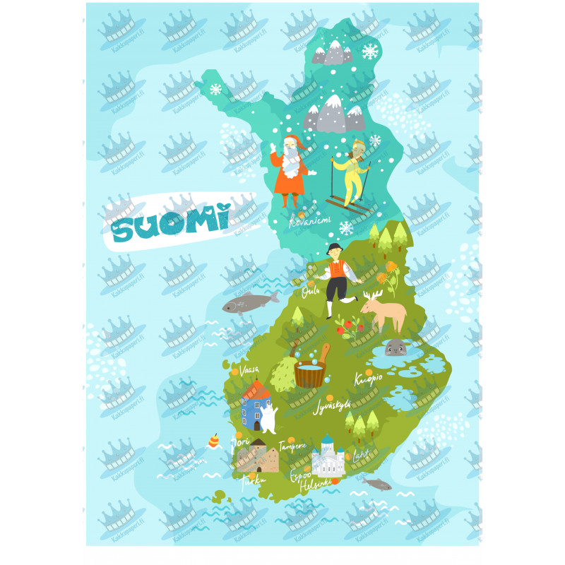A Drawn Map of Finland - edible cake topper