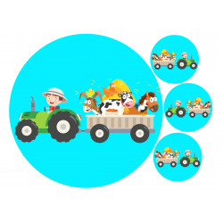 A child driving a tractor - Edible cake topper