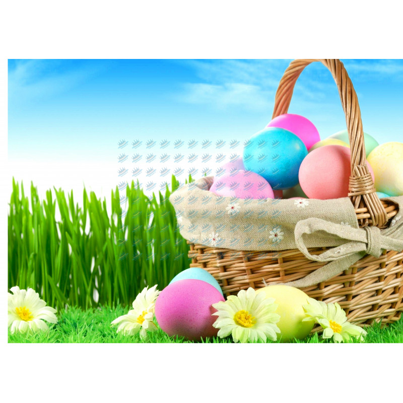 Easter - Easter eggs in basket - edible cake topper