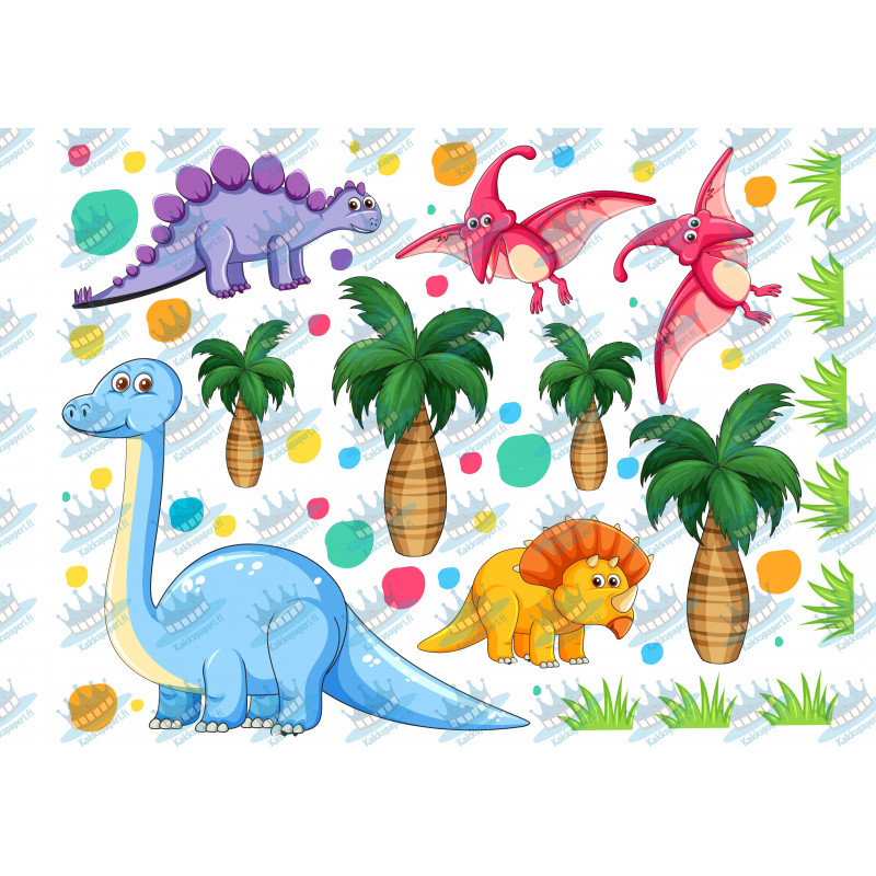 Dinosaurier och palmer - En ätbar utsnitt för en kaka