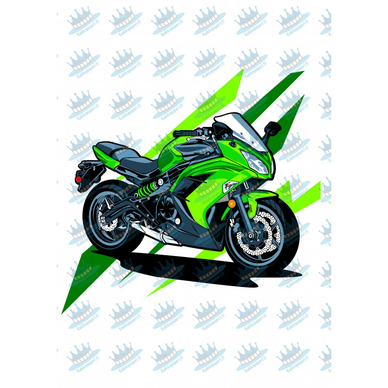 Green motorbike - Edible cake topper
