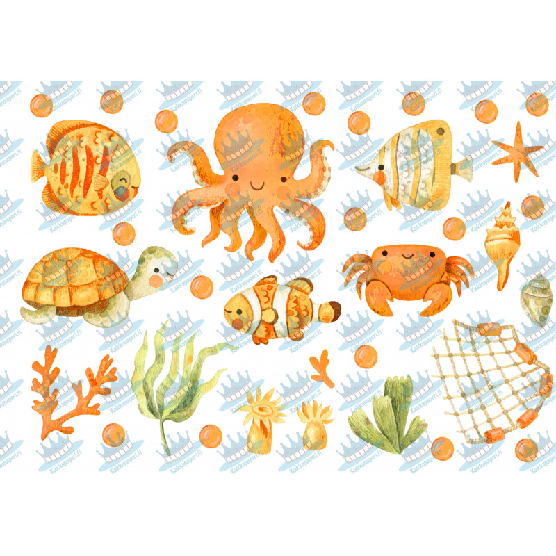Orange Sea Animals - Edible cutouts