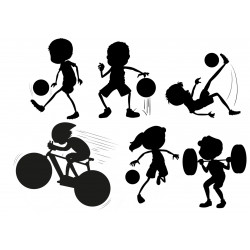 Sporty kids - black silhouettes - Edible cutouts