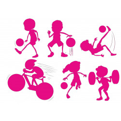 Sportiga barn - rosa silhuetter - En ätbar utsnitt för en kaka
