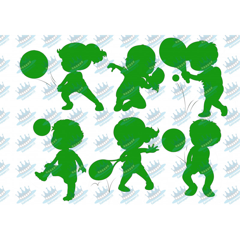 Playing children - green silhouettes - Edible cutouts