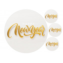 Golden Happy New Year text- edible cake topper