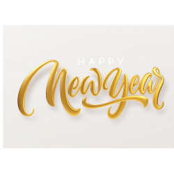 Golden Happy New Year text- edible cake topper