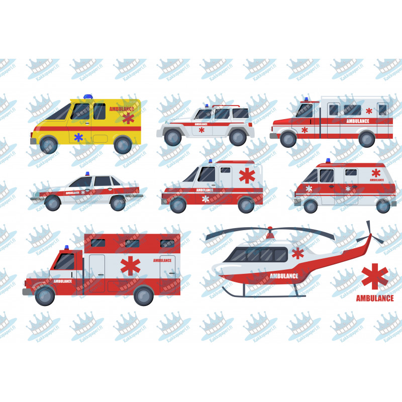 Löstagbara ambulansdekorationer - En ätbar utsnitt för en kaka