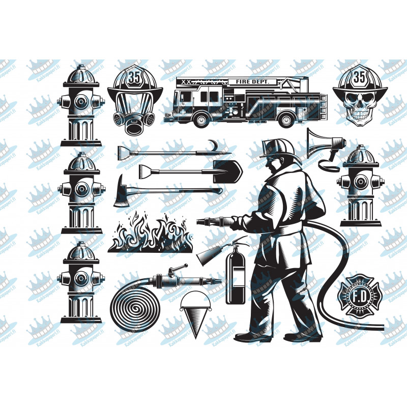 Fireman and fire hydrant - Edible cutouts