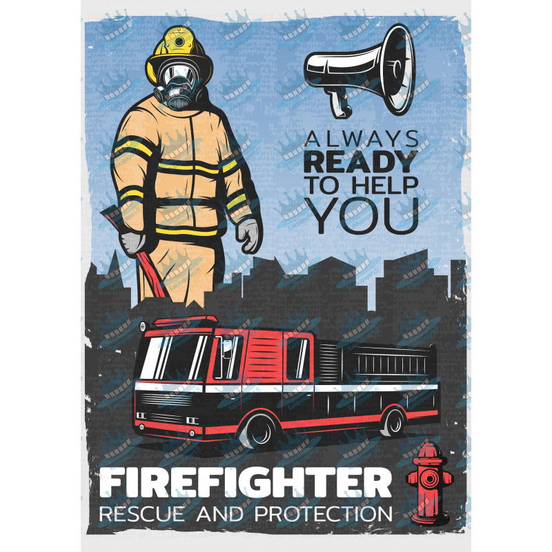 Firefighter Poster - Edible cake topper