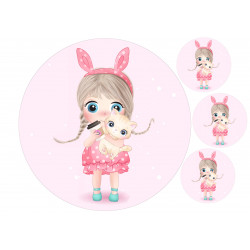A girl with bunny ears - Edible cake topper