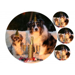 Party animals - firar hundar - En ätbar tårtbild för en kaka