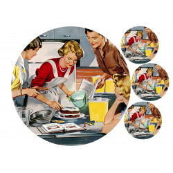 1950's Housewives baking - Edible cake topper