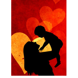 Mother and child silhouette - Edible cake topper