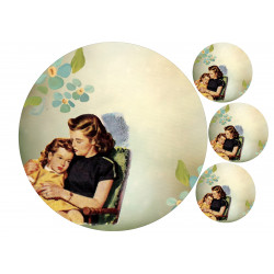 A beautiful painting In Mother's arms - Edible cake topper