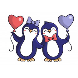 The penguins in love - Edible cake topper