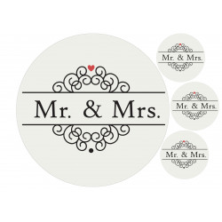 Mr & Mrs med ramar - ätbar tårta bild för tårta