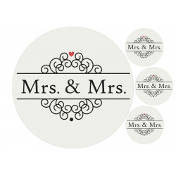 Mrs & Mrs med ramar - ätbar tårta bild för tårta