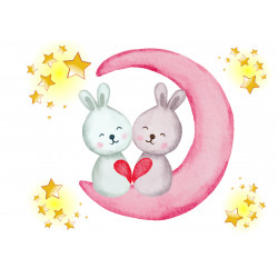 Bunnies on a crescent moon...