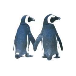 Tecknade pingviner - En ätbar tårtbild för en kaka