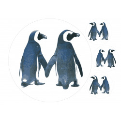 Tecknade pingviner - En ätbar tårtbild för en kaka