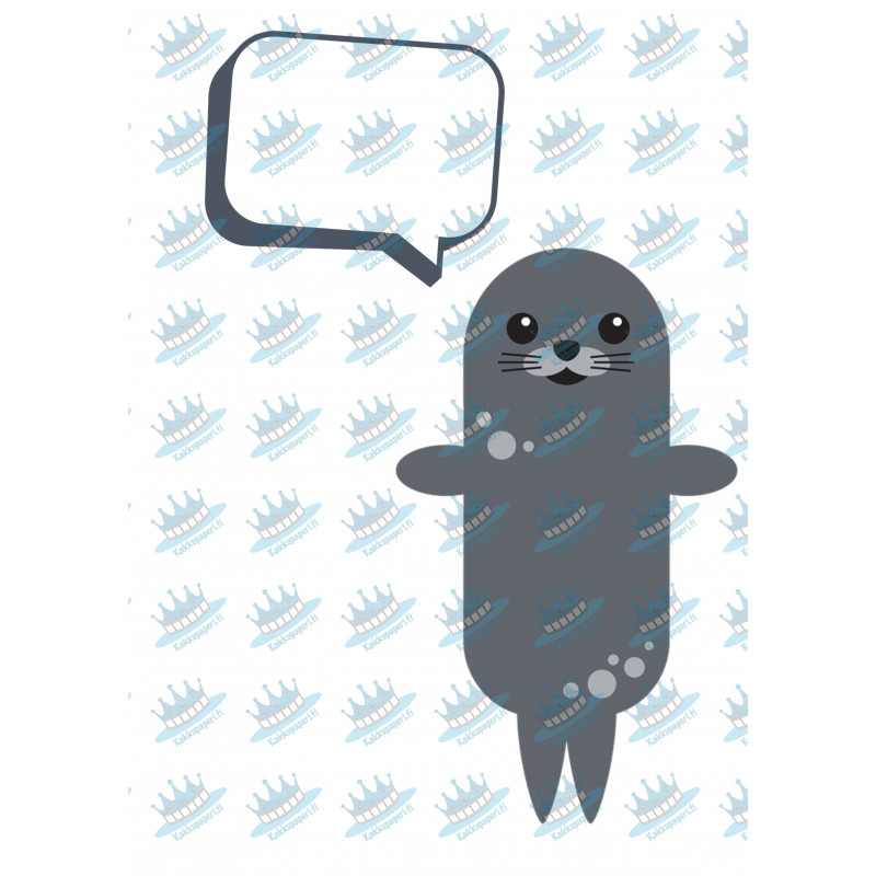 A seal with a speech bubble - Edible cake topper