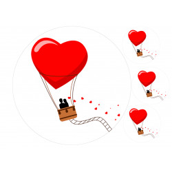 Love in a hot air balloon - Edible cake topper