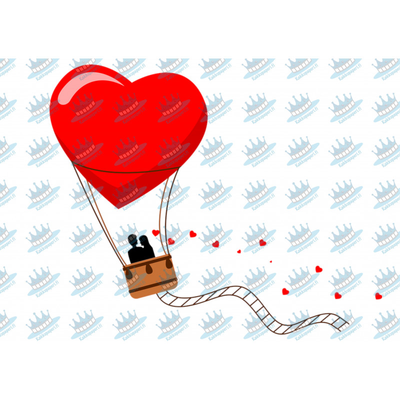 Love in a hot air balloon - Edible cake topper
