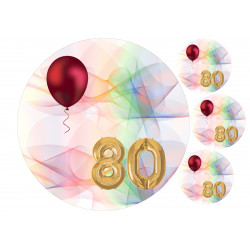 80-årsdag - En ätbar tårtbild för en kaka