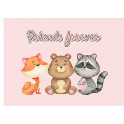 Friends forever - fox, bear and raccoon - Edible cake topper