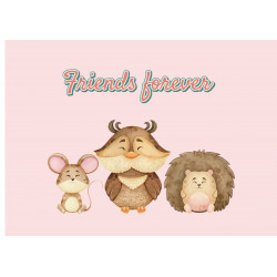 Friends forever - mouse, owl and hedgehog - Edible cake topper