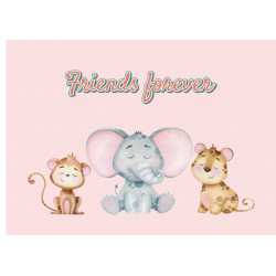 Friends forever - monkey, elephant and leopard - Edible cake topper