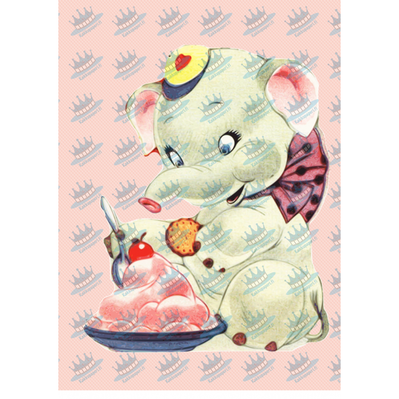 Elefantti herkuttelemassa - Syötävä kakkukuva kakkuun
